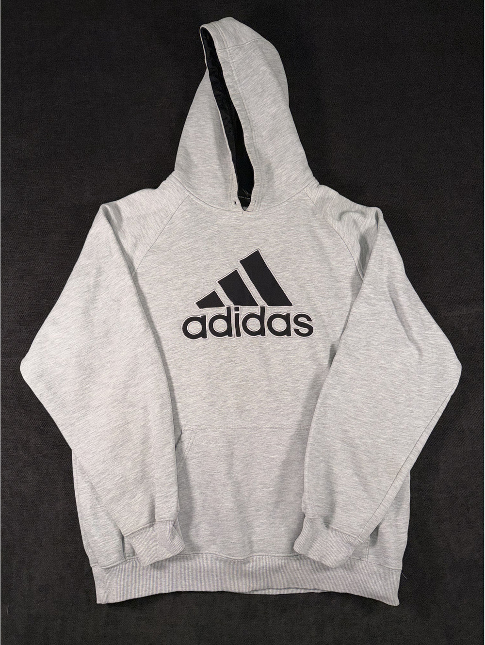 Adidas Large Gray Pullover Hoodie with Black Logo
